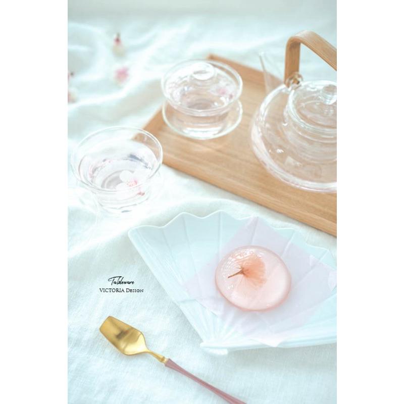 ポーセラーツ 白磁 ガラス チャイニーズグラス&ソーサー 北欧風