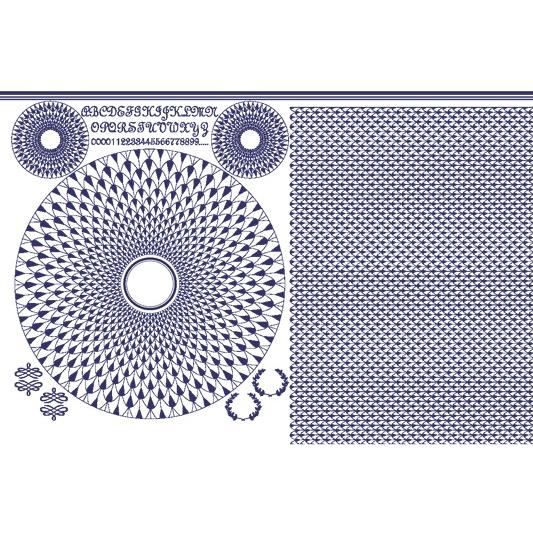 ポーセラーツ 転写紙 幾何学模様 SCALE PATTERN SET (スケイルパターンセット・ロイヤルブルー）｜victoriadesign｜02