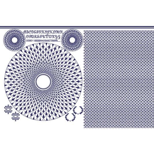 ポーセラーツ 転写紙 幾何学模様 SCALE PATTERN SET (スケイルパターンセット・ロイヤルブルー）｜victoriadesign｜03