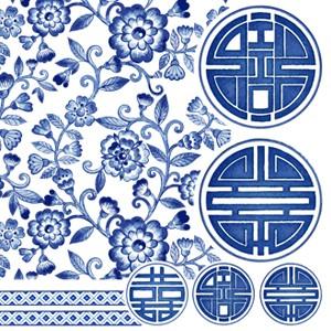 ポーセラーツ 転写紙 花柄 CHINOISERIE (シノワズリ・ブルー