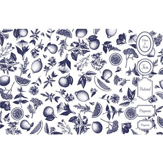 ポーセラーツ 転写紙 リーフ CITRUS&HERB(シトラス&ハーブ・ネイビー