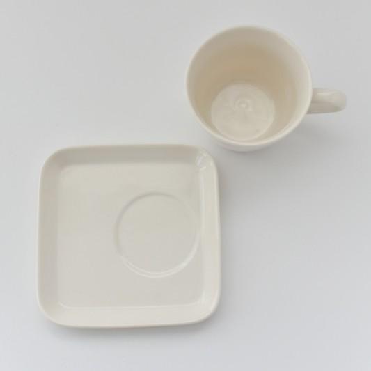 ポーセラーツ 白磁 食器 コーヒーカップ ソーサー セット スクエア