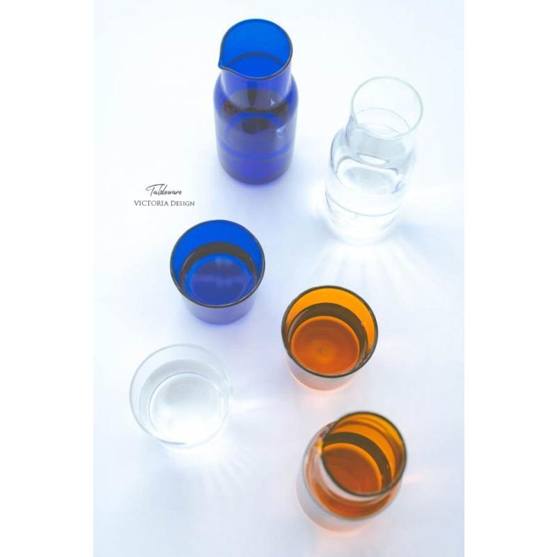 青色ガラス製ピッチャー Amazon | ガラス製水差し 青いガラス製ピッチャー 蓋とハンドル