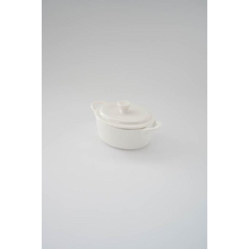 ポーセラーツ 白磁 楕円キャセロール(蓋付)(無くなり次第終了