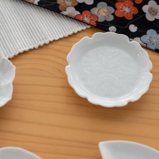 ポーセラーツ 白磁 食器 北欧風 白雪プレート 和小皿シリーズ