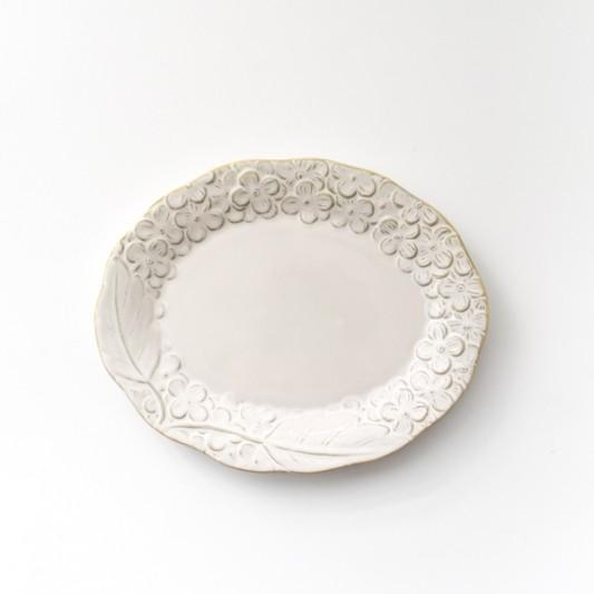 食器 皿 プレート 器 ホワイト グレー おしゃれ 美濃焼フラワー オーバルプレート 16 Mfop Victoria Design 通販 Yahoo ショッピング