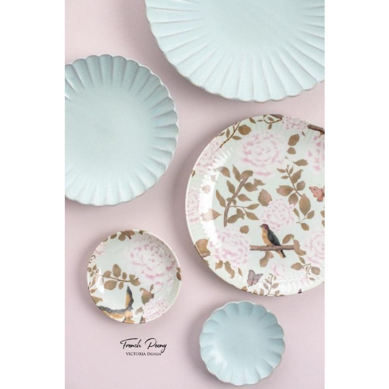 食器 皿 プレート 器 ホワイト ライトブルー おしゃれ 瀬戸焼菊皿 M