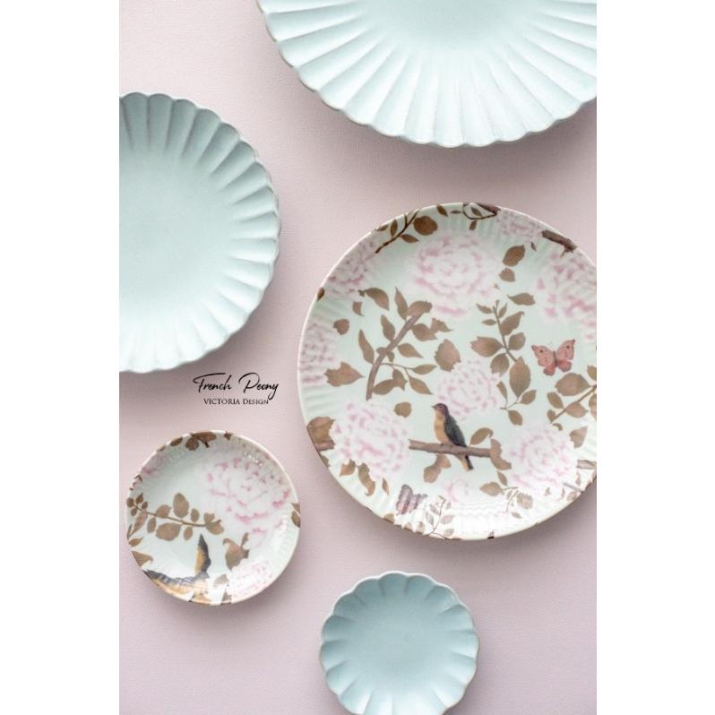 食器 皿 プレート 器 花型プレート ホワイト ライトブルー おしゃれ