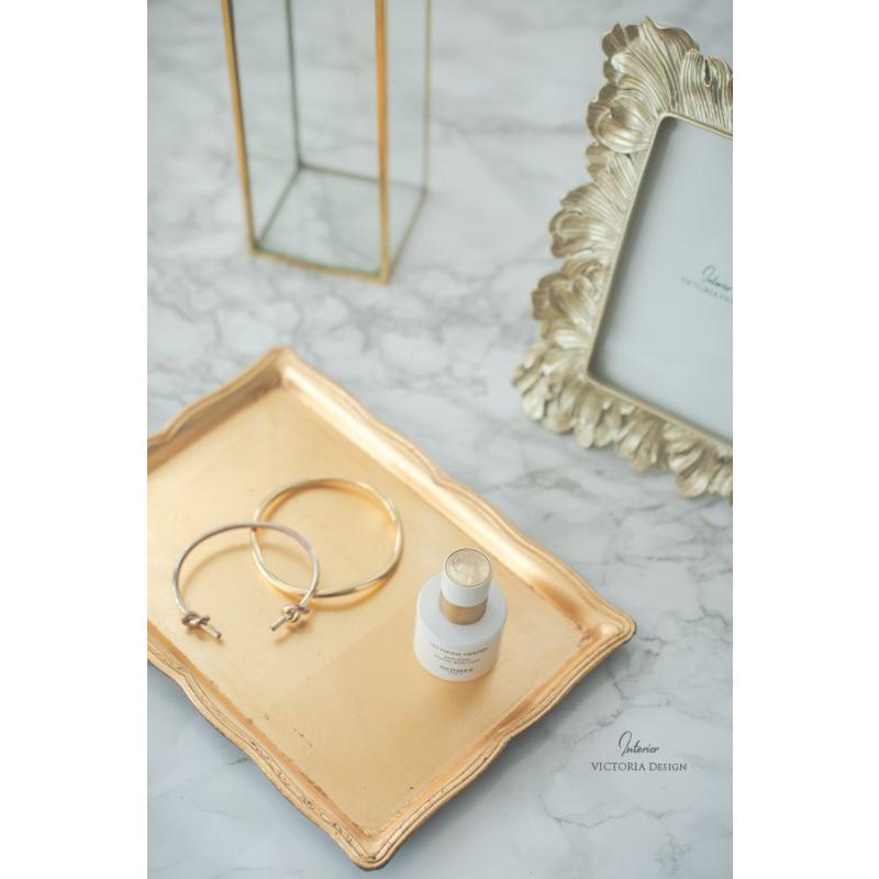 フラワーベース ガラス 花瓶 /ゴールドフレームフラワーベース