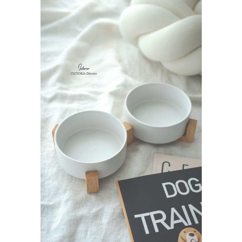 えさ皿 フードボウル 犬 /ペットダブルボウル(木製スタンド付き