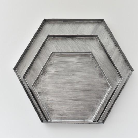 トレー お盆 エレガント アンティーク調 おしゃれ シルバーヘキサゴン