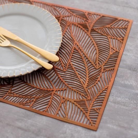 ランチョンマット リーフランチョンマット ブロンズ ピンクゴールド