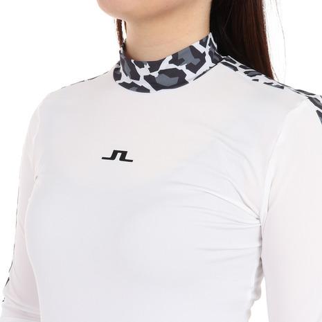 J.LINDEBERG（J.LINDEBERG）（レディース）ゴルフウェア ハイネック 長袖インナー レオパード柄プリントコンプレッション 072-21110-004の画像
