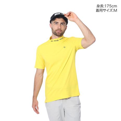 ゼロハリバートン　ゴルフウェア　半袖　モックネック　メンズ　サイズL イエロー ゴルフウェア シャツ 半袖 モックネックシャツ ゼロハリバートン