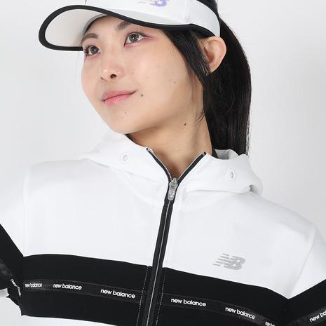 new balance ゴルフレディースパーカー Lサイズ New Balance Golf（ニューバランスゴルフ） ジップパーカー 黒×白 ロゴ