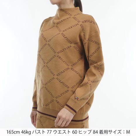 トミーヒルフィガーゴルフ（TOMMY HILFIGER GOLF）（レディース）ゴルフウェア 長袖 ジャガードボトルネックセーター THLA485-MOCAの画像