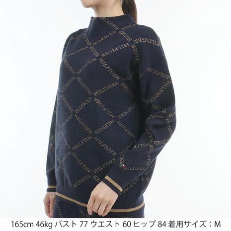 トミーヒルフィガーゴルフ（TOMMY HILFIGER GOLF）（レディース）ゴルフウェア 長袖 ジャガードボトルネックセーター THLA485-NVYの画像