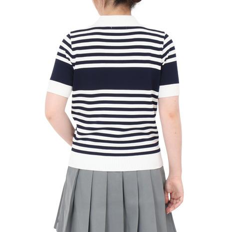 アドミラル ゴルフ（Admiral GOLF）（レディース）ゴルフウェア ボーダーニット ハーフスリーブ ポロシャツ ADLA451-WHTの画像