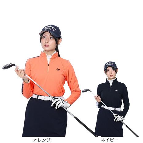 レディースゴルフウェア ブラック ハーフジップ セットアップ CLUNK（クランク） （レディース）ゴルフウェア 吸湿発熱 ハイネック