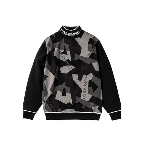 LUXEAKMPLUS ニット カモ柄 KNIT Mサイズ モックネック リュクスエイケイエムプラス（LUXEAKMPLUS）（メンズ）ゴルフウェア