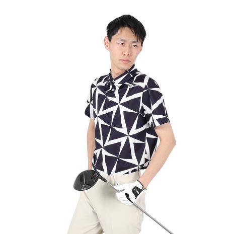 SRIXON 【松山プロ共同開発】ウインドミルプリント半袖シャツ 大きいサイズ 【松山プロ共同開発】ウインドミルプリント半袖