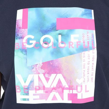 ビバハート（VIVA HEART）（レディース）ゴルフウェア 吸汗 速乾 接触冷感 アルコールインクアート コラボ 半袖 モックネック 012-28440-098_7