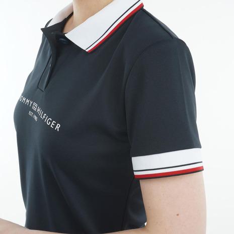 トミー ヒルフィガー ゴルフ（TOMMY HILFIGER GOLF）（レディース）ゴルフウェア 吸水速乾 フロントロゴ ホワイトカラー 半袖 ポロシャツ THLA531の画像