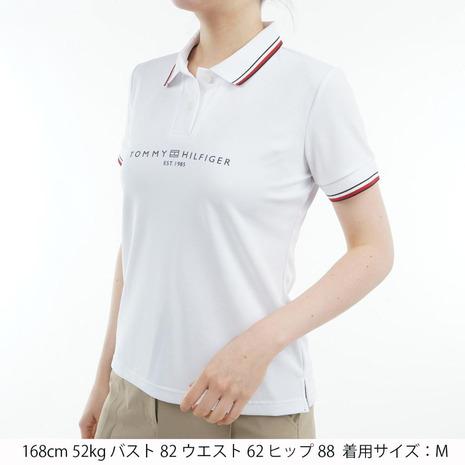 トミー ヒルフィガー ゴルフ（TOMMY HILFIGER GOLF）（レディース）ゴルフウェア 吸水速乾 フロントロゴ ホワイトカラー 半袖 ポロシャツ THLA531の画像