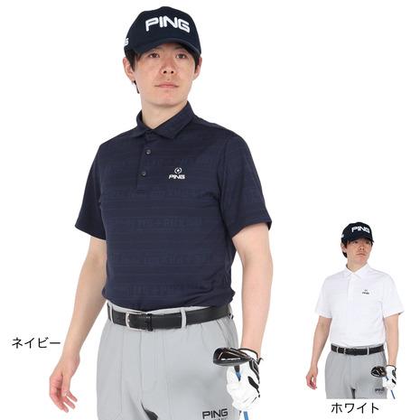 PING（ピン） （メンズ）ゴルフウェア チケット柄ジャガード 半袖