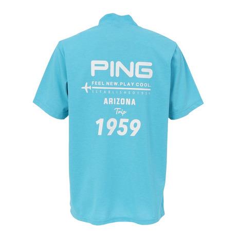PING ゴルフシャツ LL ターコイズ PING（ピン） （メンズ）ゴルフウェア モックネック プレーティング