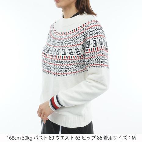 トミーヒルフィガーゴルフ（TOMMY HILFIGER GOLF）（レディース）ゴルフウェア フェアアイル柄 長袖ハイネックニット THLA573-WHT_1