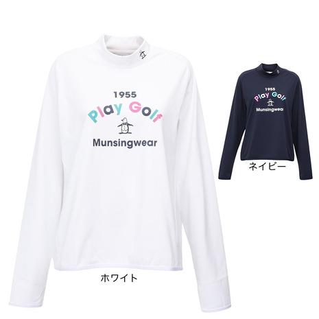 マンシング(MUNSING)ゴルフウェア 吸汗速乾 ロゴモックネック長袖シャツ MG5FLS82L NV00(Lady’s) マンシング（MUNSING）（レディース）ゴルフウェア 吸汗速乾 ロゴ