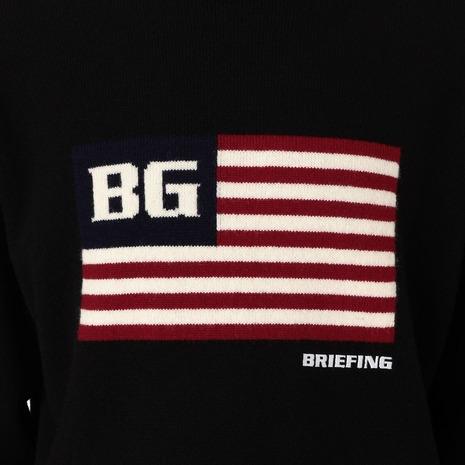 冬ゴルフオススメ‼️あったかウール❤BRIEFING ブラックお洒落総柄ニット☆ BRIEFING（ブリーフィング） （メンズ）ゴルフウェア HOL ビッグ