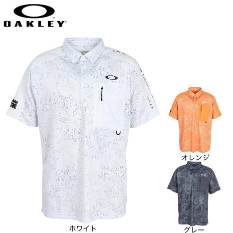 オークリー ゴルフ スポーツウェア ポロシャツ ホワイト 総柄 Lサイズ OAKLEY（オークリー） （メンズ）ゴルフウェア 吸汗速乾 STALWART GORP