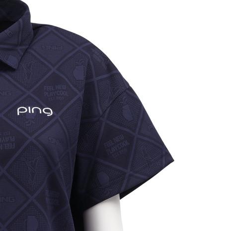 ピン（PING）（レディース）ゴルフウェア Mr.PINGジャカード リラックス 半袖ポロシャツ 622-6160500-120の画像