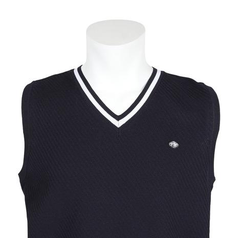 美品 #FR2 GOLF ゴルフ ニットベスト L 黒 Vネック ロゴ メンズ 美品 #FR2 GOLF ゴルフ ニットベスト L 黒 Vネック ロゴ メンズ 美品