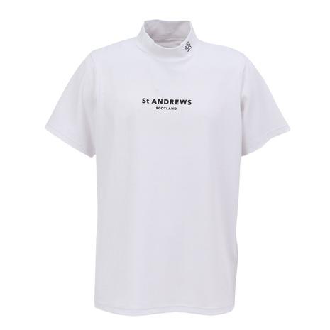 ゴルフ St ANDREWS セントアンドリュース モックネック半袖シャツ 総柄