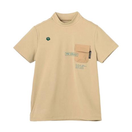 PW CIRCULUS ポケットモックネック ゴルフ半袖シャツ ベージュ PW CIRCULUS ポケットモックネック ゴルフ半袖シャツ ベージュ PW
