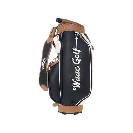 WAAC Golf キャディバッグ ホワイト ブラウン ワック（WAAC）（メンズ）キャディバッグ GRAINY SYNTHETIC LEATHER