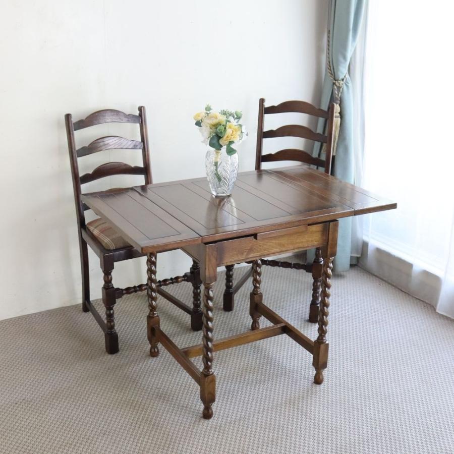 オーク材 ドローリーフテーブル イギリス製 アンティーク ドローリーフテーブル オーク材 伸長式