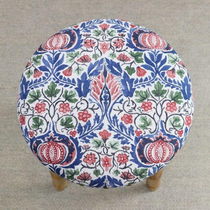 【張替未使用品】昭和レトロ花柄円形スツール・モリスコレクション スツール ウィリアムモリス リトルチンツ ビクトリアンクラフト