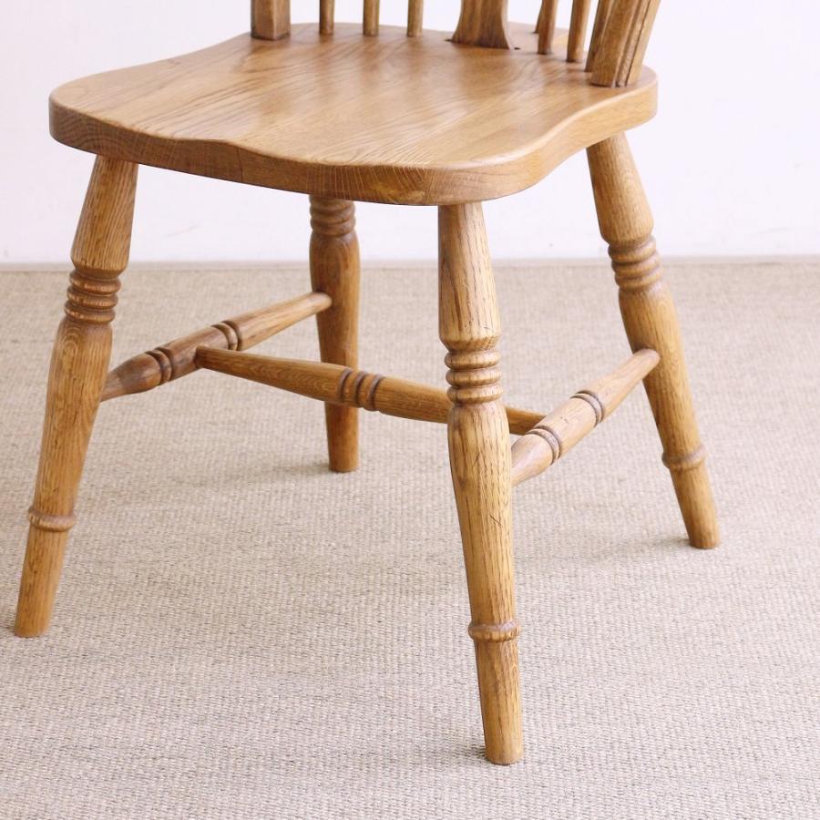 英国アンティーク木製ホイールバックチェア/ダイニングイス/椅子(89