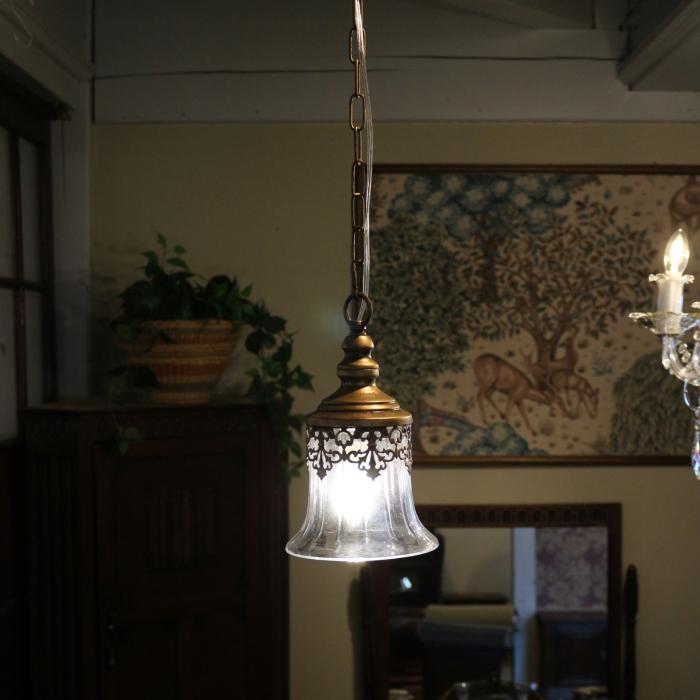 シャンデリア 1灯 LED対応 アンティーク調 スチール・ガラス OR1-OF