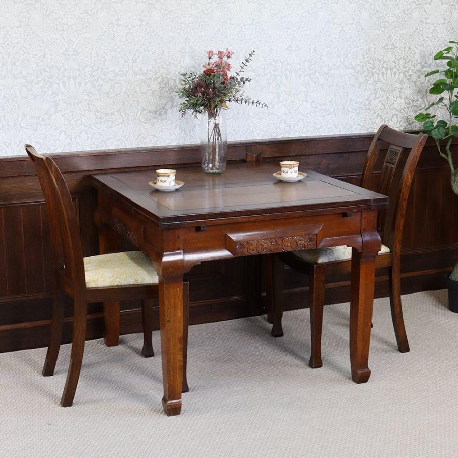 オーク材 ドローリーフテーブル イギリスアンティークのオークドローリーフテーブル幅900〜1500は大阪