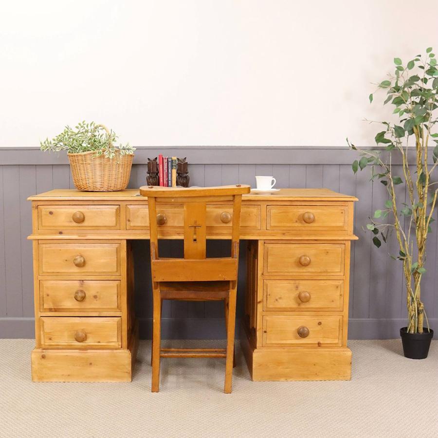 オールドパイン　イギリス製　1930年代 デスク 英国 ヴィンテージ パイン材 1980年代 イギリス VC112-035