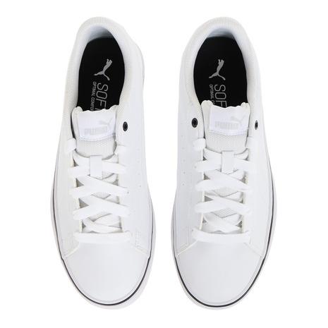 プーマ（PUMA）（レディース）レディース スニーカー 白 紺 V コート バルク ホワイト ネイビーピンク EB 389908