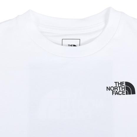 ノースフェイス（THE NORTH FACE）（キッズ）半袖 Tシャツ ショートスリーブバックスクエアロゴティー NTJ32333 W ホワイト トップス バックロゴ 綿100｜victoriasurfandsnow｜03