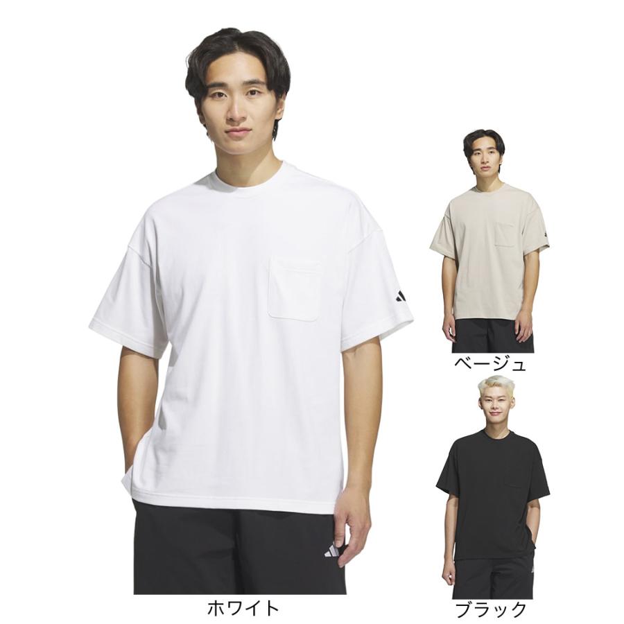 adidas（アディダス） （メンズ）ルーズフィット ヘビーシングル ホワイト 半袖 ルーズフィット シャツオンワード
