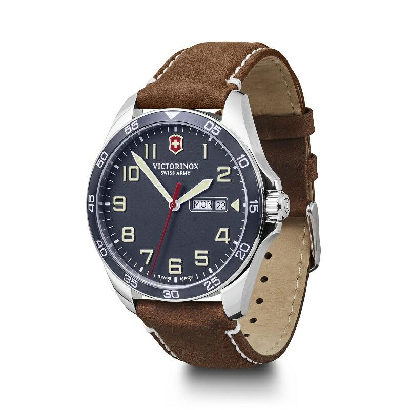マルチツールプレゼント ビクトリノックス 公式 腕時計 VICTORINOX FIELDFORCE フィールドフォース ブルー レザーストラップ ブラウン 保証 241848 時計 メンズの画像
