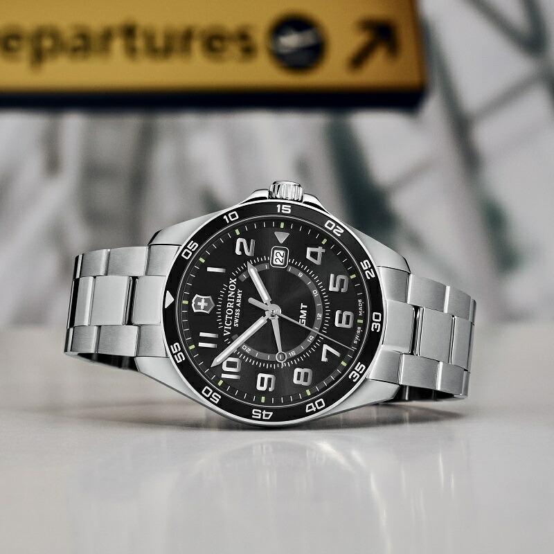マルチツールプレゼント ビクトリノックス 公式 腕時計 メンズ VICTORINOX フィールドフォース クラシックGMT ブラック 5年保証 正規品の画像